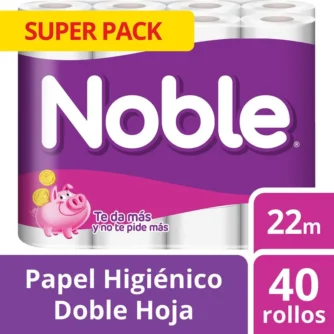 Manga Papel Higiénico Noble Doble Hoja 23 mt 40 Rollos.